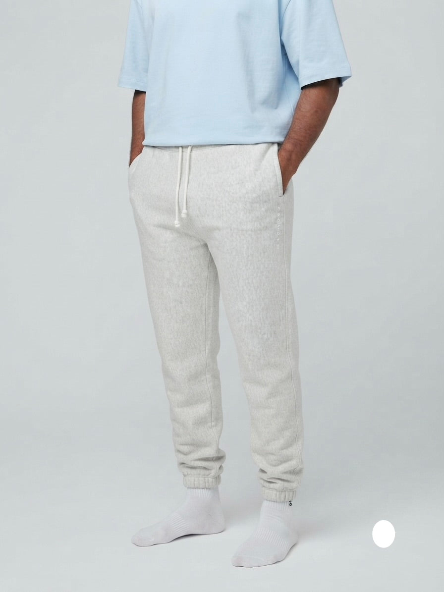 PRONOAM men's heather grey fleece joggers, comfortable athletic sweatpants with adjustable drawstring waist and cuffed ankles for casual wear and workout gym sessions.
