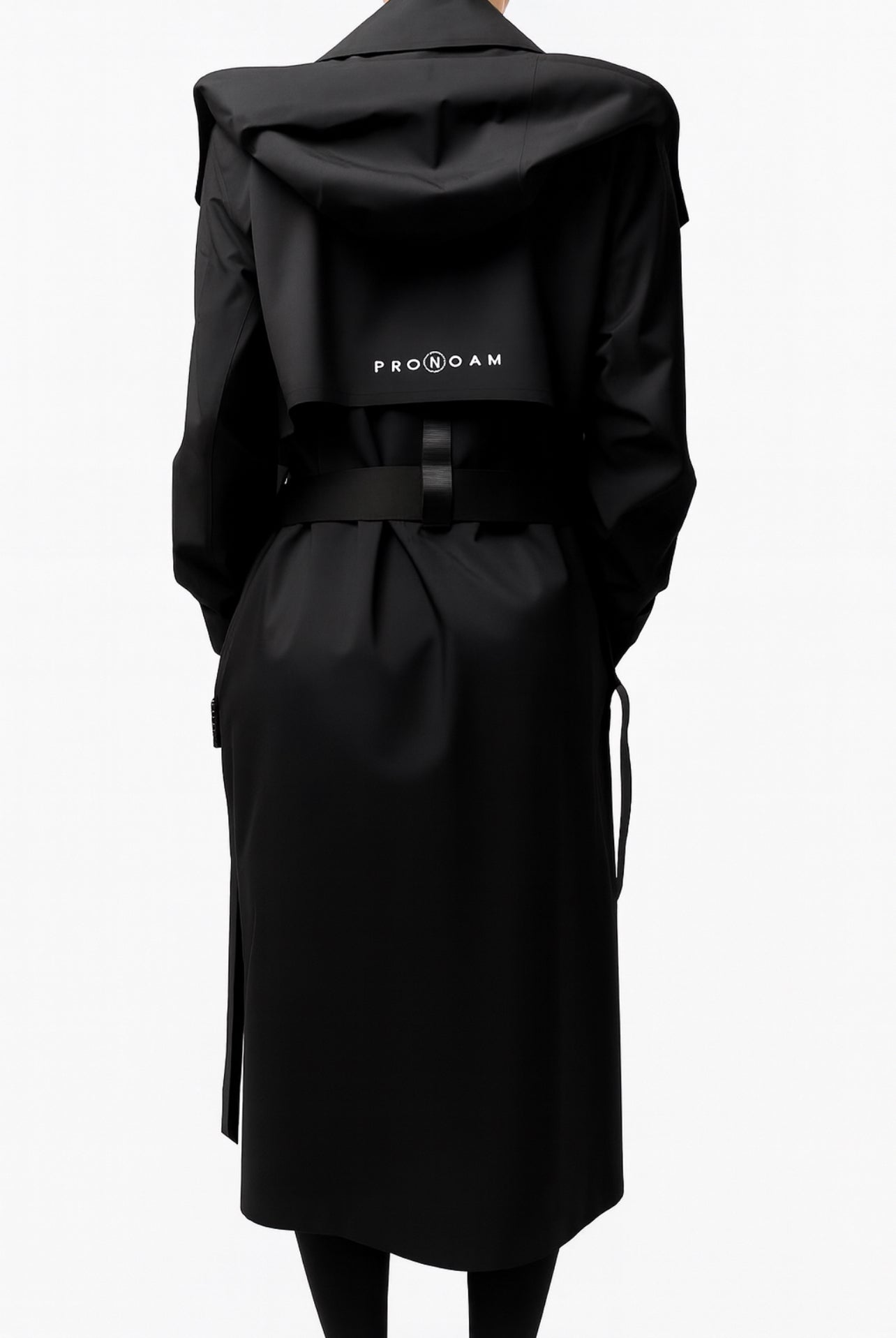 Black PRONOAM raincoat MAC trench coat new stylish fashion sporty athleisure women’s run way 