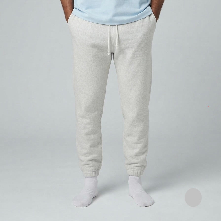 PRONOAM men's heather grey fleece joggers, comfortable athletic sweatpants with adjustable drawstring waist and cuffed ankles for casual wear and workout gym sessions.