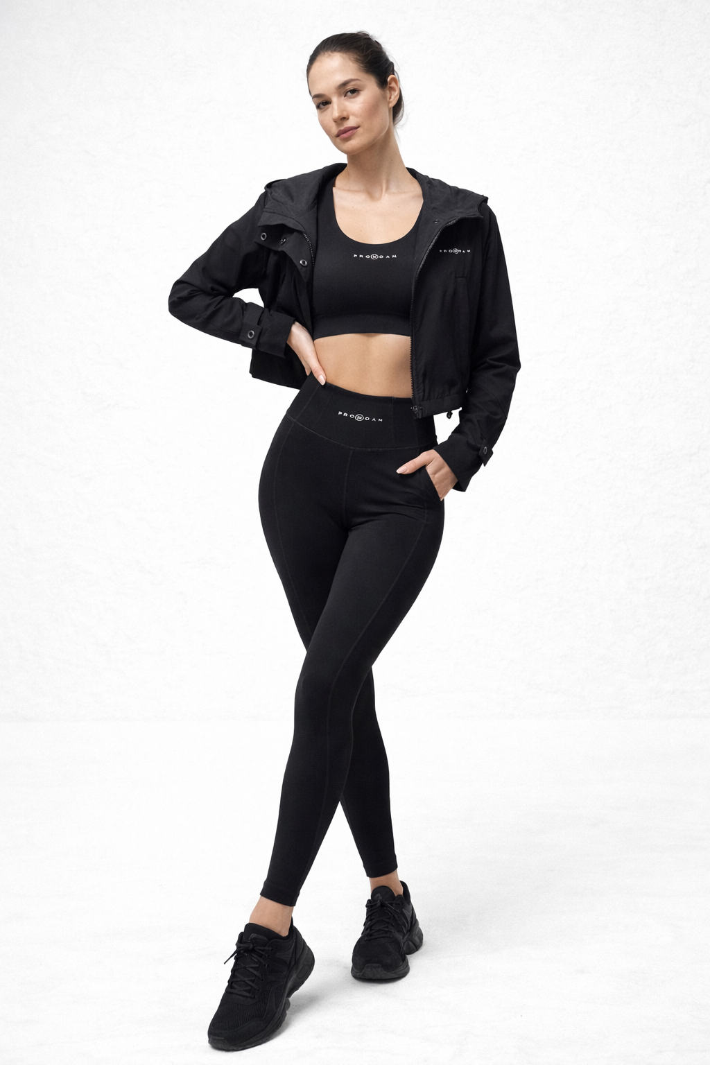 PRONOAM WOMENS FASHION SPORTSWEAR 3 PIECE SET BLACK STYLISH SPORTSWEAR